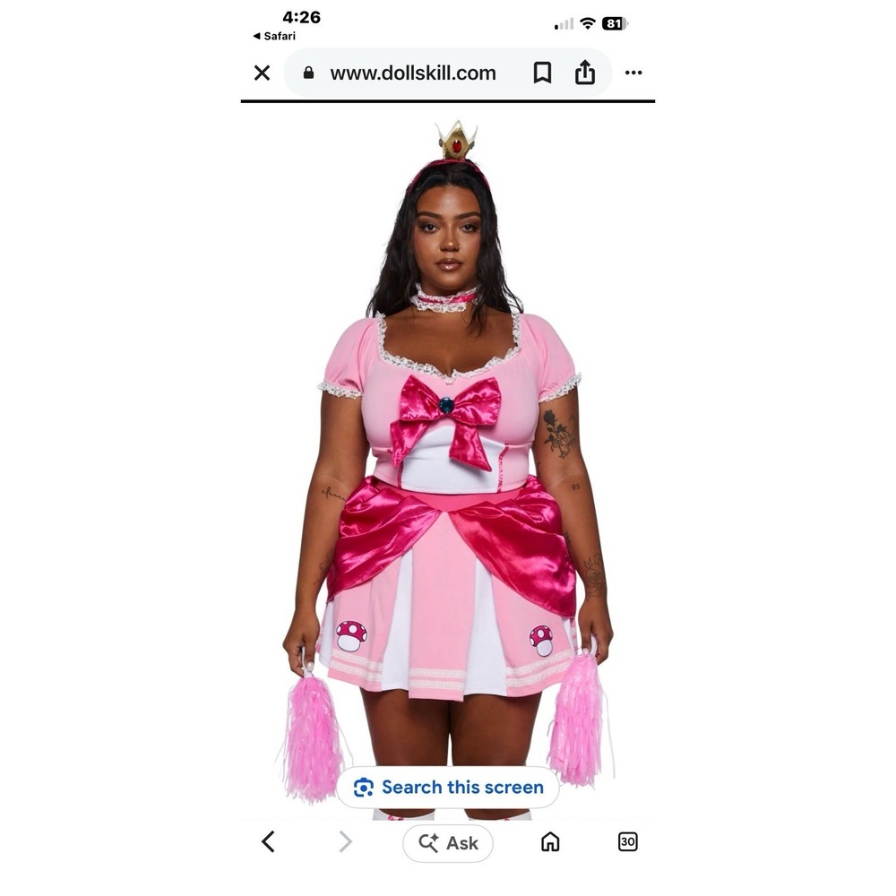 Dolls Kill Pink Satin-Accent Crop Top with Bow Size 1x NWT Plus Size